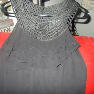 WHITE HOUSE BLACK MARKET LATTICE NECK TOP SZ.  M